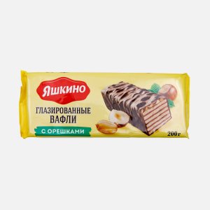 Вафли Яшкино с орешками глазированные пл/уп 200гр