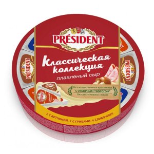 Сыр Президент плавленый Классическая коллекция ассорти круг 45% к/к 140г