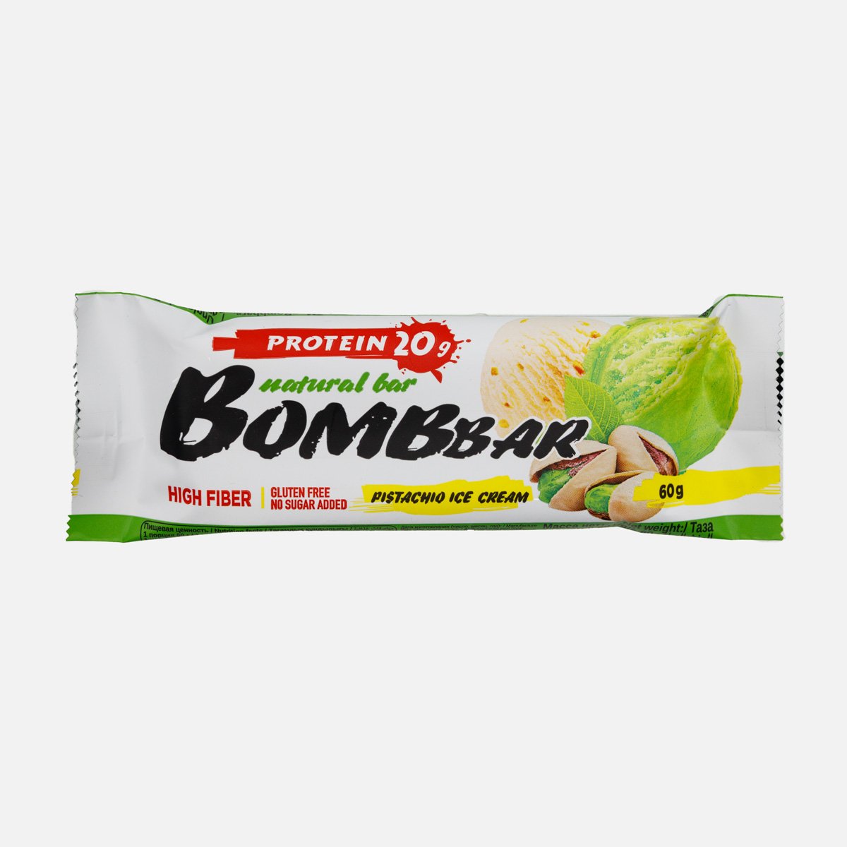 Батончик Бомббар Фисташковый пломбир неглазиров протеиновый 60г Батончик Бомббар Фисташковый пломбир неглазиров протеиновый 60г