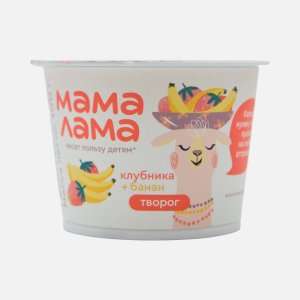 Творог Мама Лама с клубникой и бананом 3.8% пл/ст 100г
