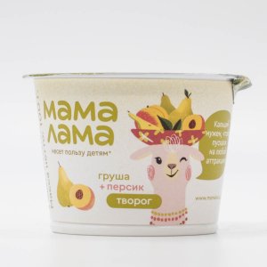 Творог Мама Лама с персиком и грушей 3.8% пл/ст 100г