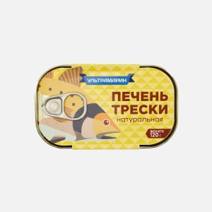 Печень трески Ультрамарин натуральная ж/б 120г