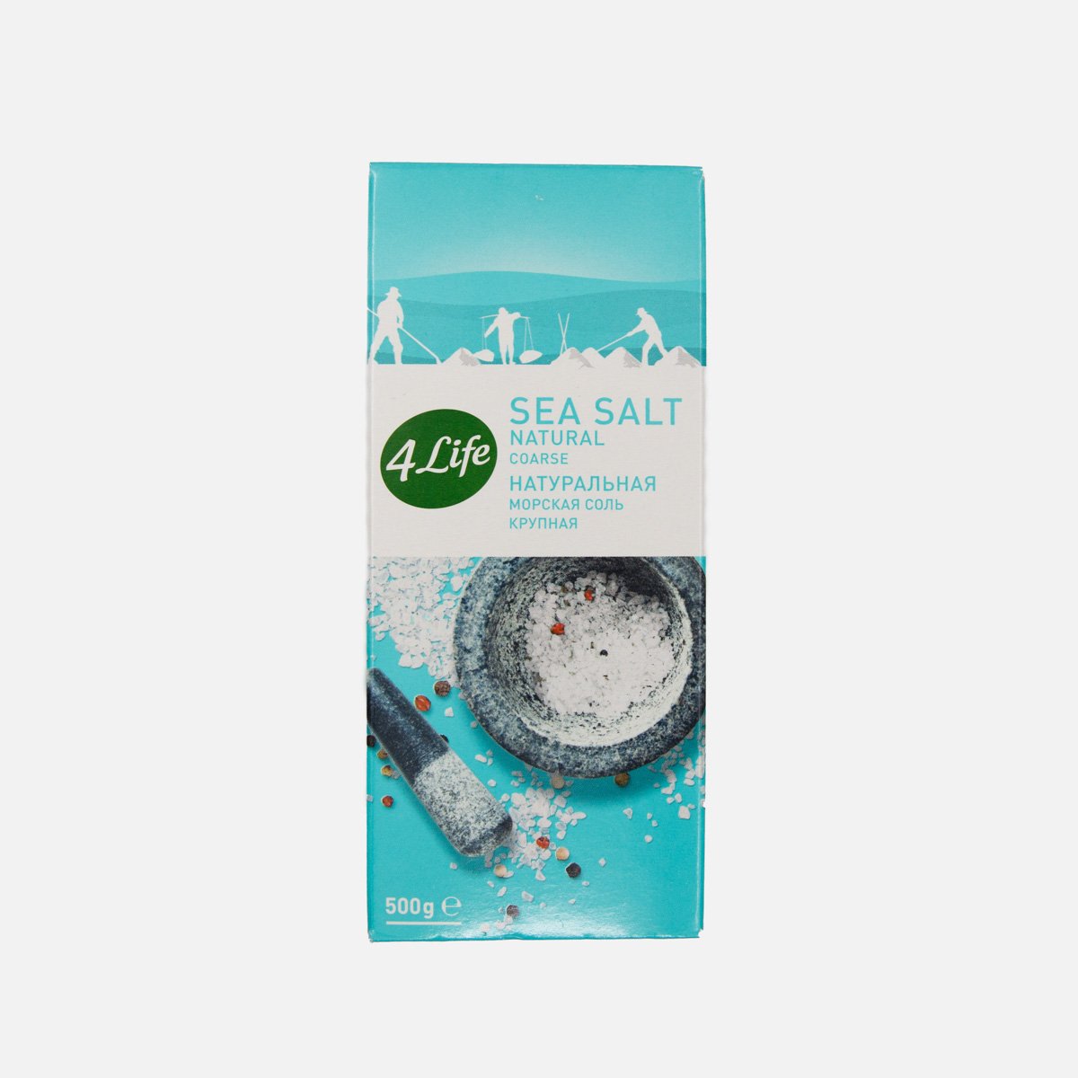 Соль 4Лайф морская натуральная крупная в/с помол №2 к/к 500г Соль 4Лайф морская натуральная крупная в/с помол №2 к/к 500г