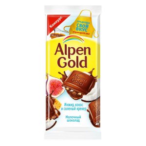 Шоколад Альпен Гольд кокос/инжир/соленый крекер 85г