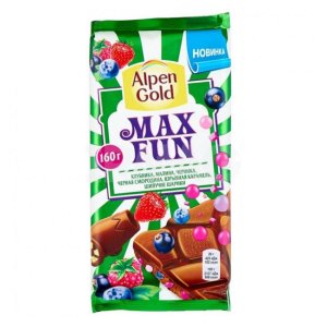 Шоколад Альпен Гольд Макс Фан с клубникой/малиной/черникой 150г