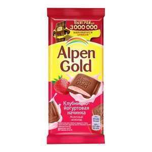 Шоколад Альпен Гольд молочный с клубнично-йогуртовой начинкой 85г
