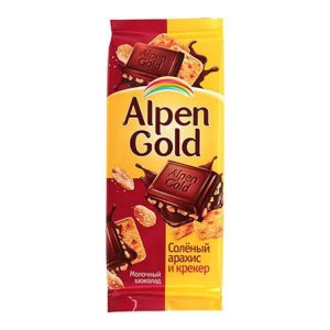 Шоколад Альпен Гольд молочный с соленым арахисом и крекером 85г