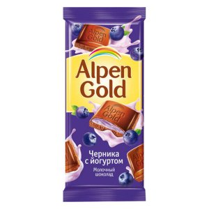 Шоколад Альпен Гольд молочный с чернично-йогуртовой начинкой 85г