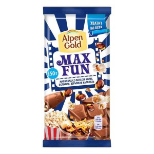 Шоколад Альпен Гольд Макс Фан мармелад со вкусом колы/попкорн 150г