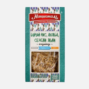 Смесь Националь бурый рис/полба/семена льна к/к 250г