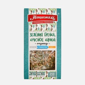 Смесь Националь Зеленая гречка/красное киноа к/к 250г