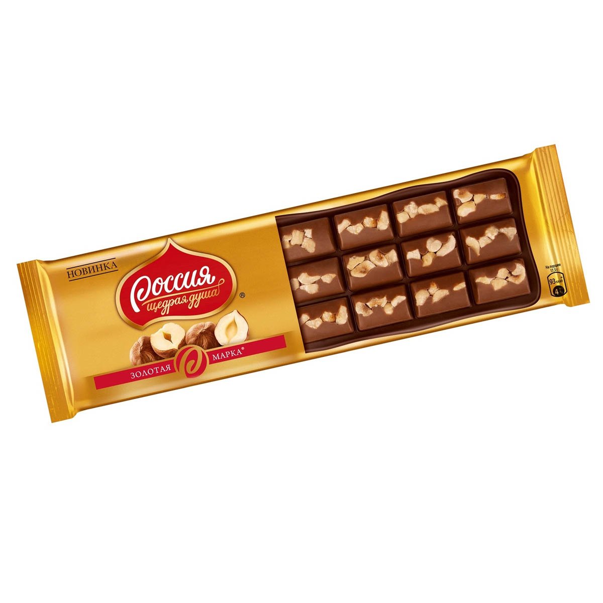 Шоколад Золотая марка молочный с фундуком 140г
