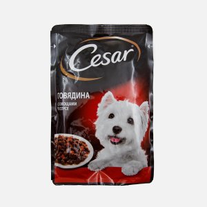 Корм Цезарь Говядина с овощами в соусе пауч 85г