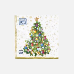 Салфетки БукетХоум Коллекшн Классик Новогодняя ель на бел бум3сл 20лист