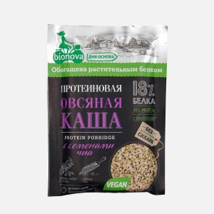Каша Бионова овсяная с семенами чиа протеиновая веган 40г