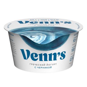 Йогурт Веннс Греческий с черникой обезжиренный 0.1% 130г