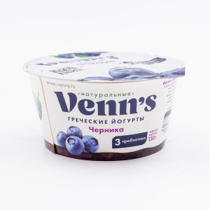 Йогурт Веннс Греческий с черникой обезжиренный 0.1% 130г