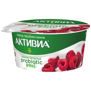 Биопродукт кисломолочный Активиа творожно-йогуртный пищевые волокна/малина обогащенный 3.5% пл/ст 135г