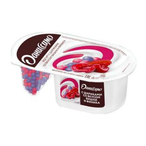 Йогурт Даниссимо Фантазия Хрустящие шарики со вкусом вишни и финика 6.9% 105г