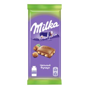Шоколад Милка с цельным фундуком молочный 85г
