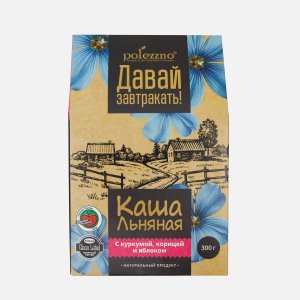 Каша Полеззно льняная с куркумой корицей и яблоком к/к 300г