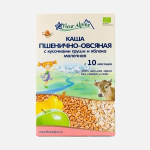 Каша Флер Альпин Органик молочная Пшенично-овсяная груша/яблоко 200г