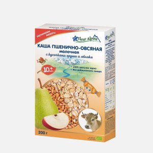 Каша Флер Альпин Органик молочная Пшенично-овсяная груша/яблоко 200г