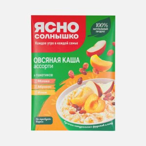 Каша Ясно солнышко овсяная Ассорти абрикос/яблоко/изюм 270г