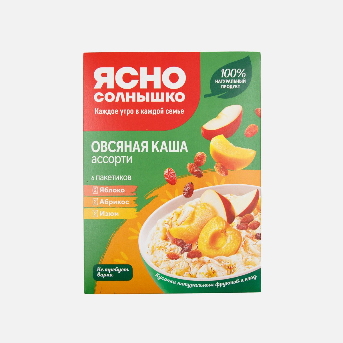 Каша Ясно солнышко овсяная Ассорти абрикос/яблоко/изюм 270г Каша Ясно солнышко овсяная Ассорти абрикос/яблоко/изюм 270г