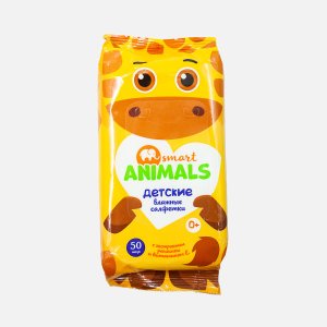 Салфетки Смарт энималс влажные с экстр ромашки/вит Е 50шт