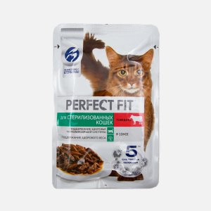 Корм Перфект Фит Говядина в соусе д/стерил котов и кошек 75г