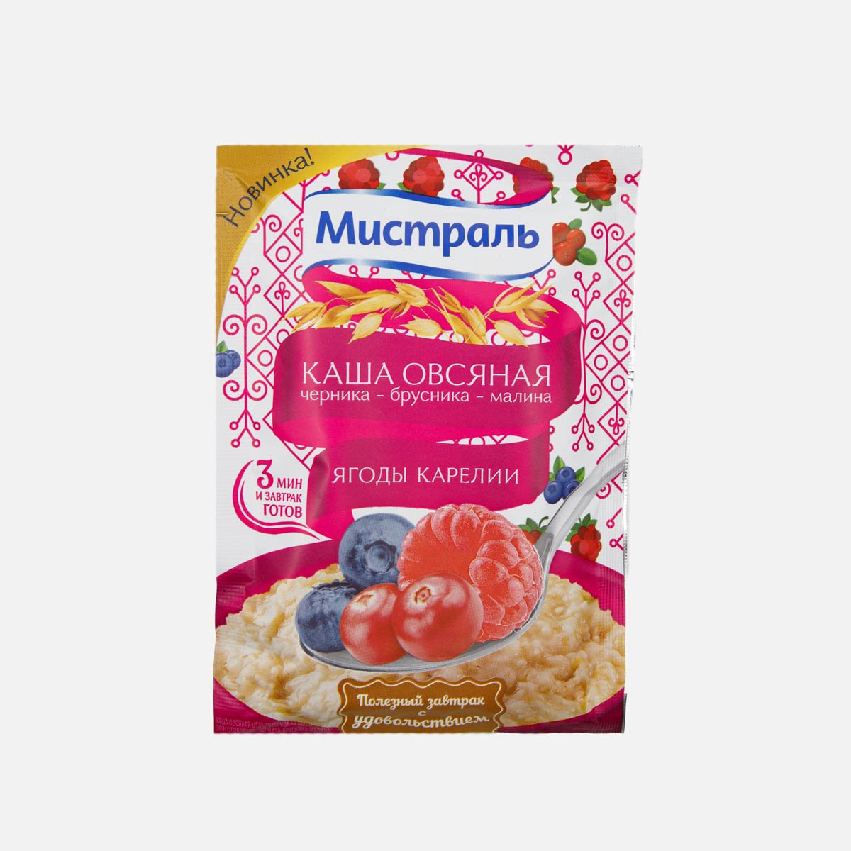 Каша Мистраль овсяная чер-брус-мал Ягоды Карелии цельнозерн пл/уп 40г Каша Мистраль овсяная чер-брус-мал Ягоды Карелии цельнозерн пл/уп 40г