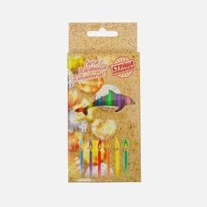 Набор свечей д/торта с цветным пламенем 6шт 4892093