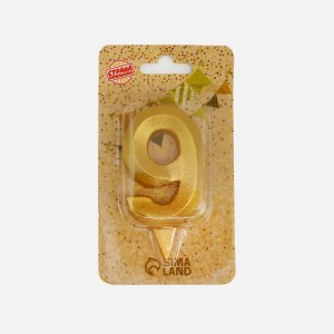 Свечи Грань цифра 9 золотой металлик 5928493