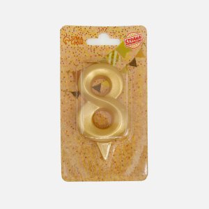 Свечи Грань цифра 8 золотой металлик 5928492