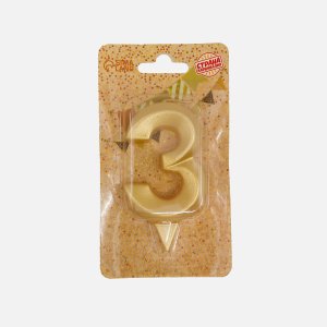 Свечи Грань цифра 3 золотой металлик 5928487