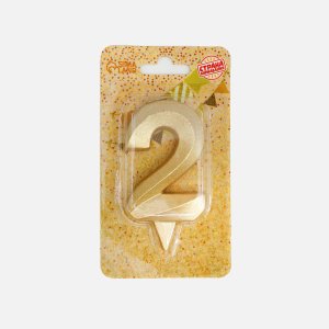 Свечи Грань цифра 2 золотой металлик 5928486