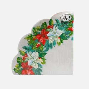 Салфетки Арт Букет Рондо Белая краса бум 33*33 3сл серебро 12лист