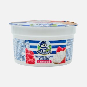 Продукт творожный Простоквашино Творожное зерно в сливках Малина 5% 140г