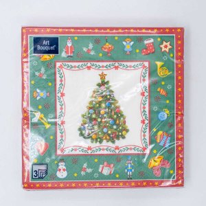 Салфетки АртБукет Новогодняя сказка на зеленом бум 33*33 3сл 20 лист