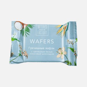 Вафли Нэйчес аун Фэктери Гречишные с белым кокосовым шоколадом 20г