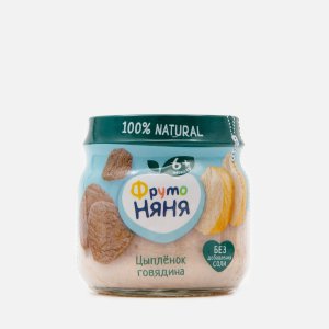 Пюре ФрутоНяня с 6мес Цыпленок/говядина ст/б 80г