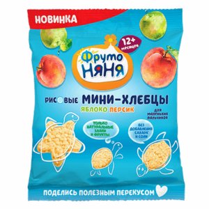 Мини-хлебцы ФрутоНяня рисовые Яблоко/персик с 12мес 30г