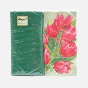 Салфетки БукетОригиналЛюкс Тюльпаны на зеленМикс зел бум 17х17 2сл20лис