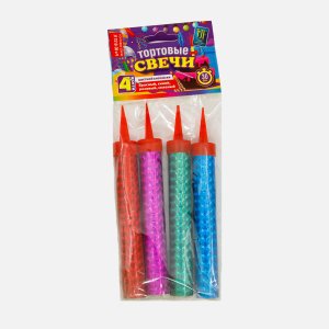 Набор тортовых свечей Радужные 12,5см Микс 4шт воск 3505786