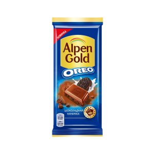 Шоколад Альпен Гольд с шоколадной начинкой/кусочками печенья Орео 90г