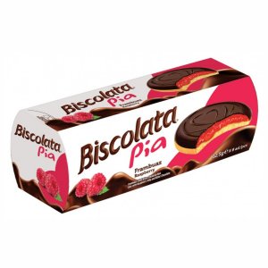 Печенье Бисколата Пиа с малиновой начинкой покрытое темным шоколадом 100г
