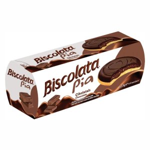 Печенье Бисколата Пиа с шоколадной начинкой покрытое темным шоколадом 100г