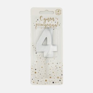 Свеча Омский СЗ тортовая на шпажке 4 Витые серебро парафин 4х1,1х9,5