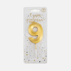 Свеча Омский СЗ тортовая на шпажке 9 Золотые витые парафин 4х1,1х9,5